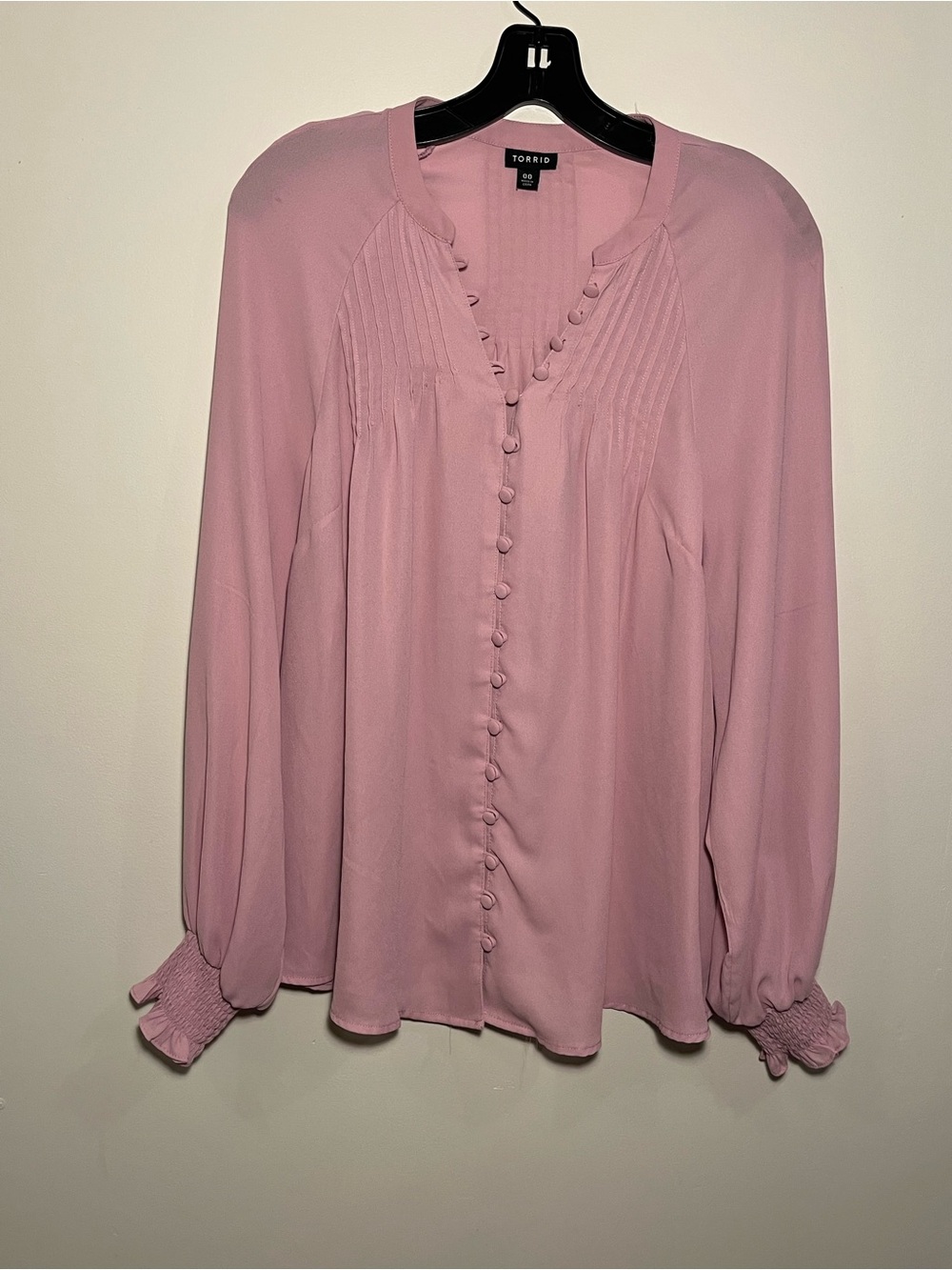 torrid Rose Pink Covered-Button Pintuck Blouse